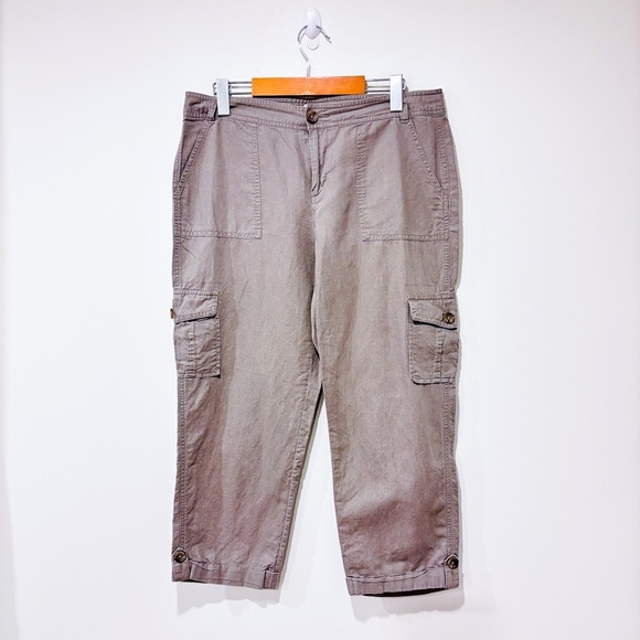 BANANA REPUBLIC Martin Fit lightweight taupe linen cargo pants - Picture 1 of 12